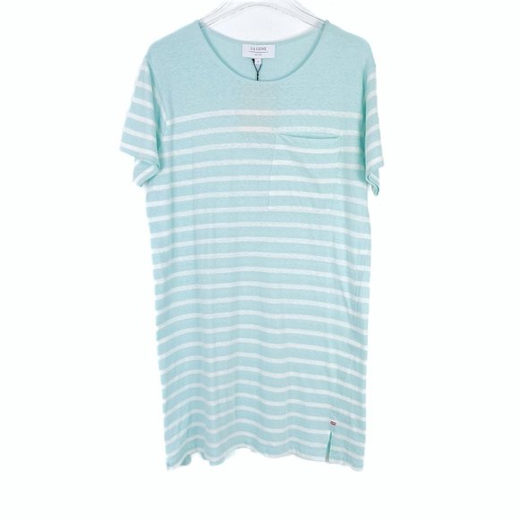 NWT La Ligne New Edie Knit Dress in Pale Blue Ivory Striped Casual Size Small S - Picture 2 of 11